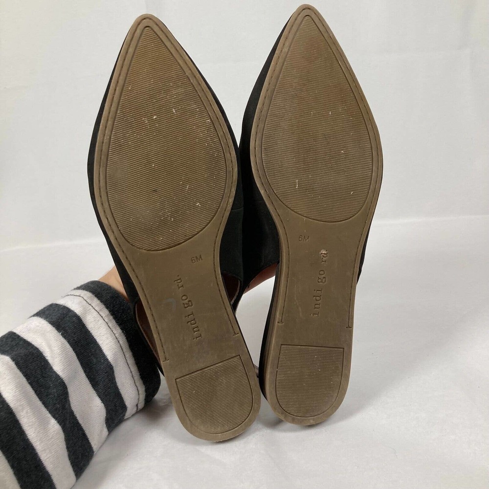 Indigo Rd. Shoes Womens Sz 6 Black Faux Suede Irgauri Point Toe Slingback Flats - Picture 4 of 7